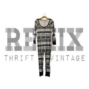 PINK VICTORIA'S SECRET 100% cotton Women's PJ Onesie White Black Size Small